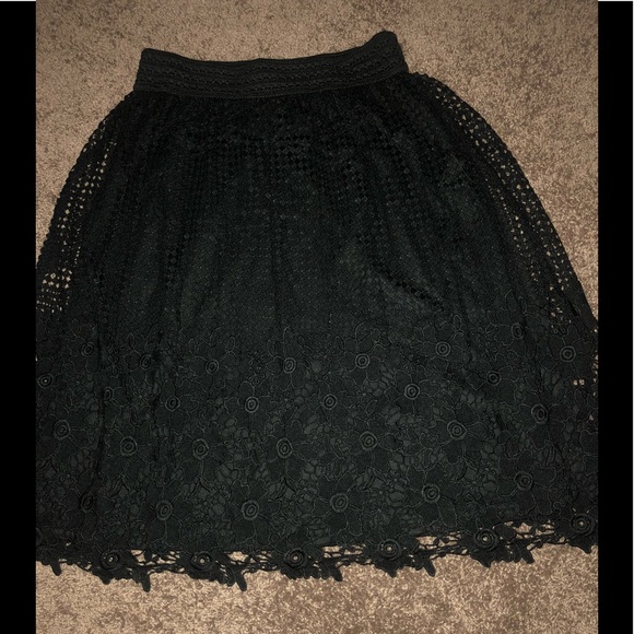 J Gee Dresses & Skirts - Black, fully lined, crochet lace floral skirt J Gee Dresses & Skirts - Black, fully lined, crochet lace floral skirt
